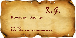 Kovácsy György névjegykártya